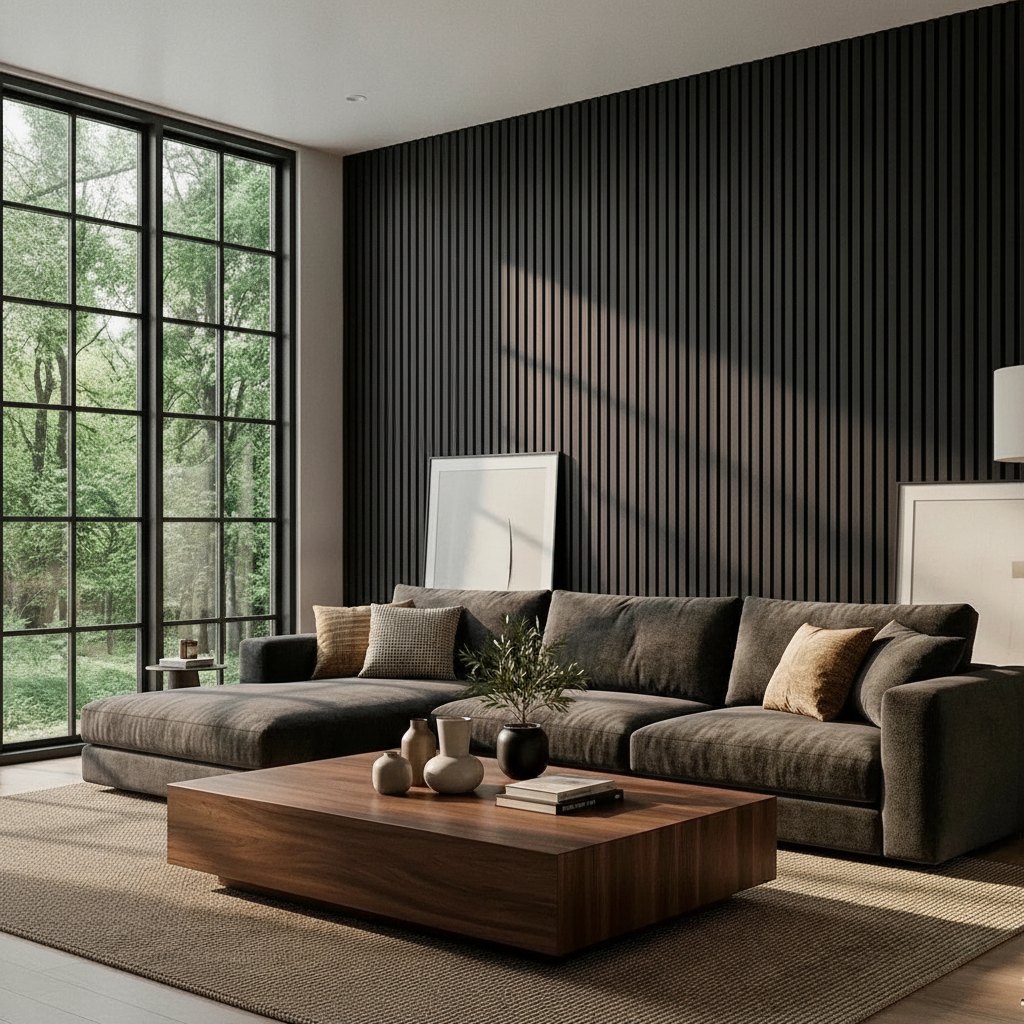 Tall Vertical Wood Slat Panel