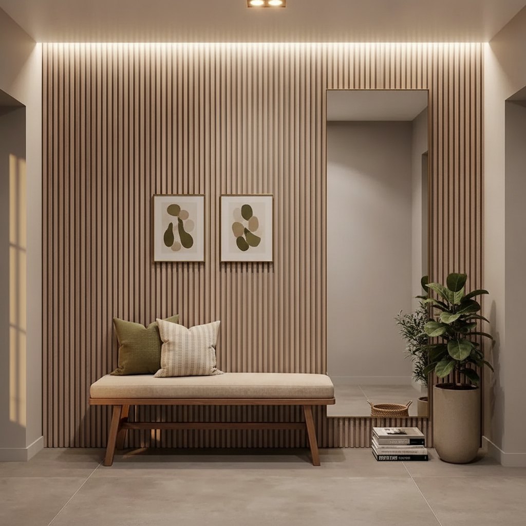 Tall Vertical Wood Slat Panel