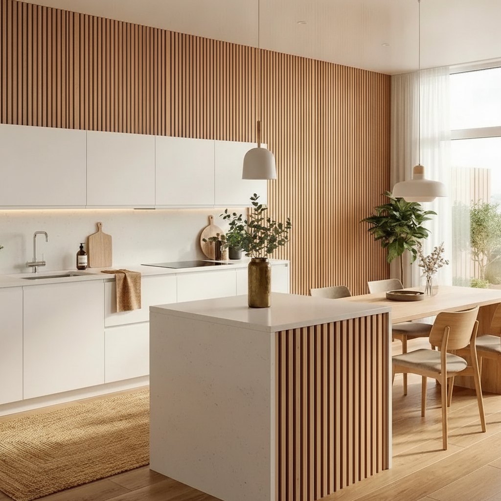Tall Vertical Wood Slat Panel