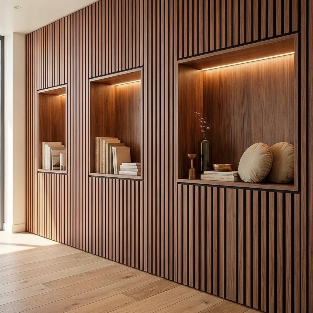 Tall Vertical Wood Slat Panel