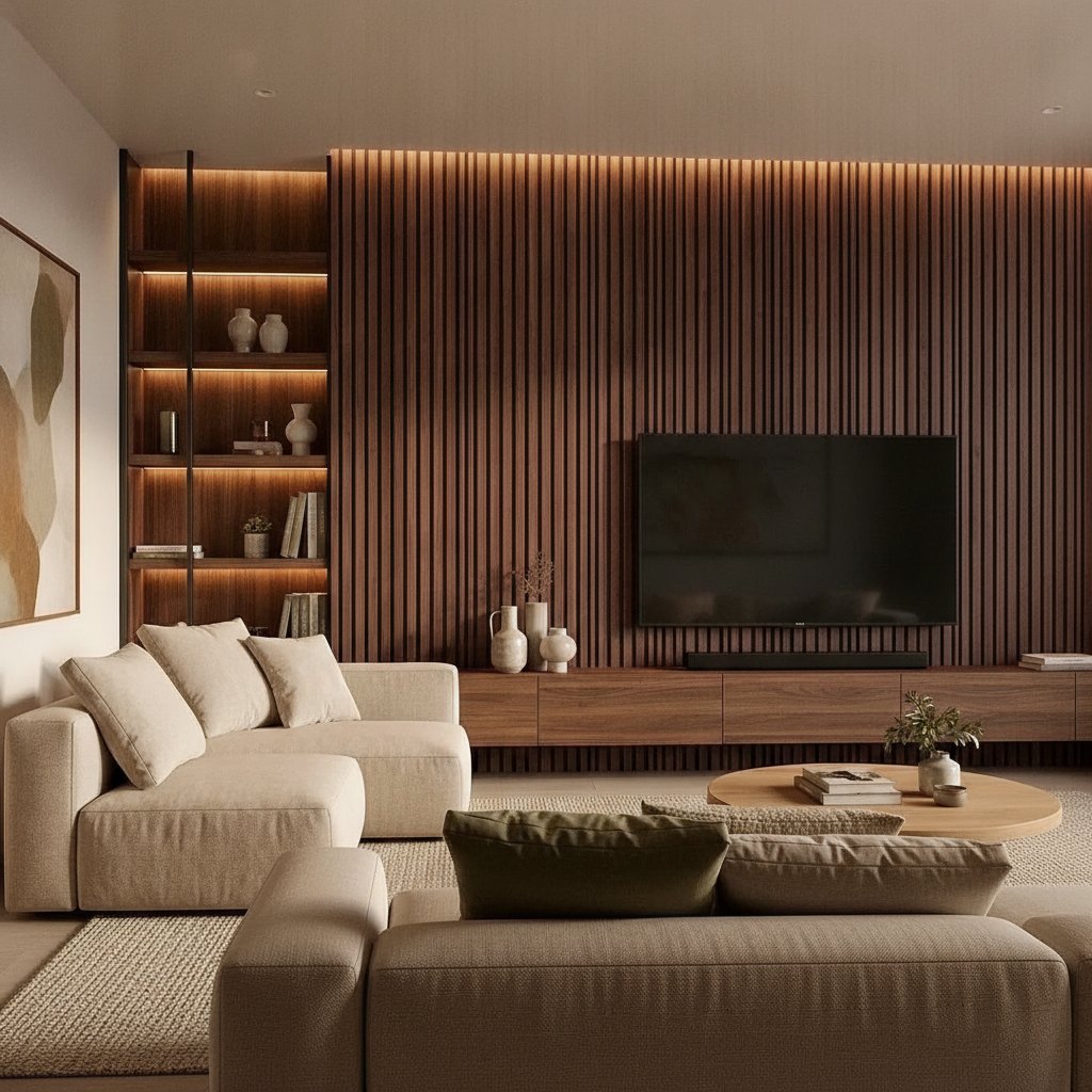 Tall Vertical Wood Slat Panel
